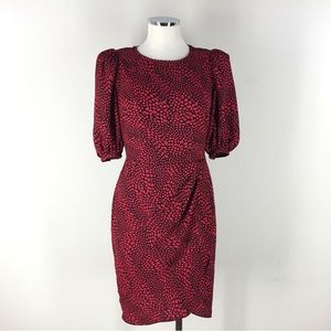 Banana Republic Red Print Puff Sleeve Dress